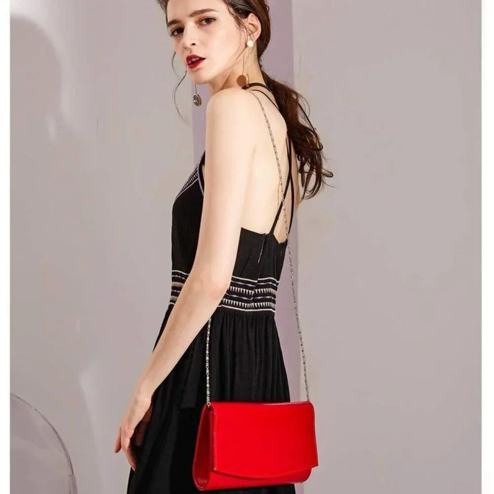 Women Patent Leather Clutch Wallets Purses Evening Bag Crossbody Tote